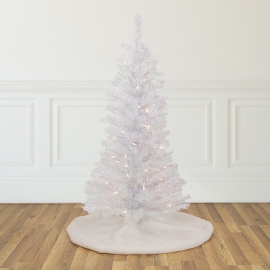 4ft. Pre-Lit White Rockport Pine Artificial Christmas Tree, Clear Lights